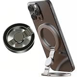 Fidget Spinner Magnetic Phone Holder, Phone Grip Stand for iPhone Samsung & Magnetic Cases, Dual Sided Magnet Rings for Gym Home Travel, MagSafe Compatible Strong Adhesion Stress Relief Accessory
