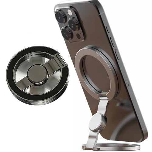 Fidget Spinner Magnetic Phone Holder, Phone Grip Stand for iPhone Samsung & Magnetic Cases, Dual Sided Magnet Rings for Gym Home Travel, MagSafe Compatible Strong Adhesion Stress Relief Accessory