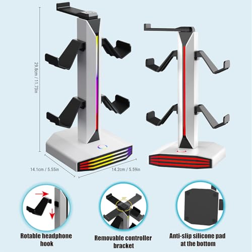 Support de contrôleur RVB pour bureau à domicile avec support de casque et ports USB