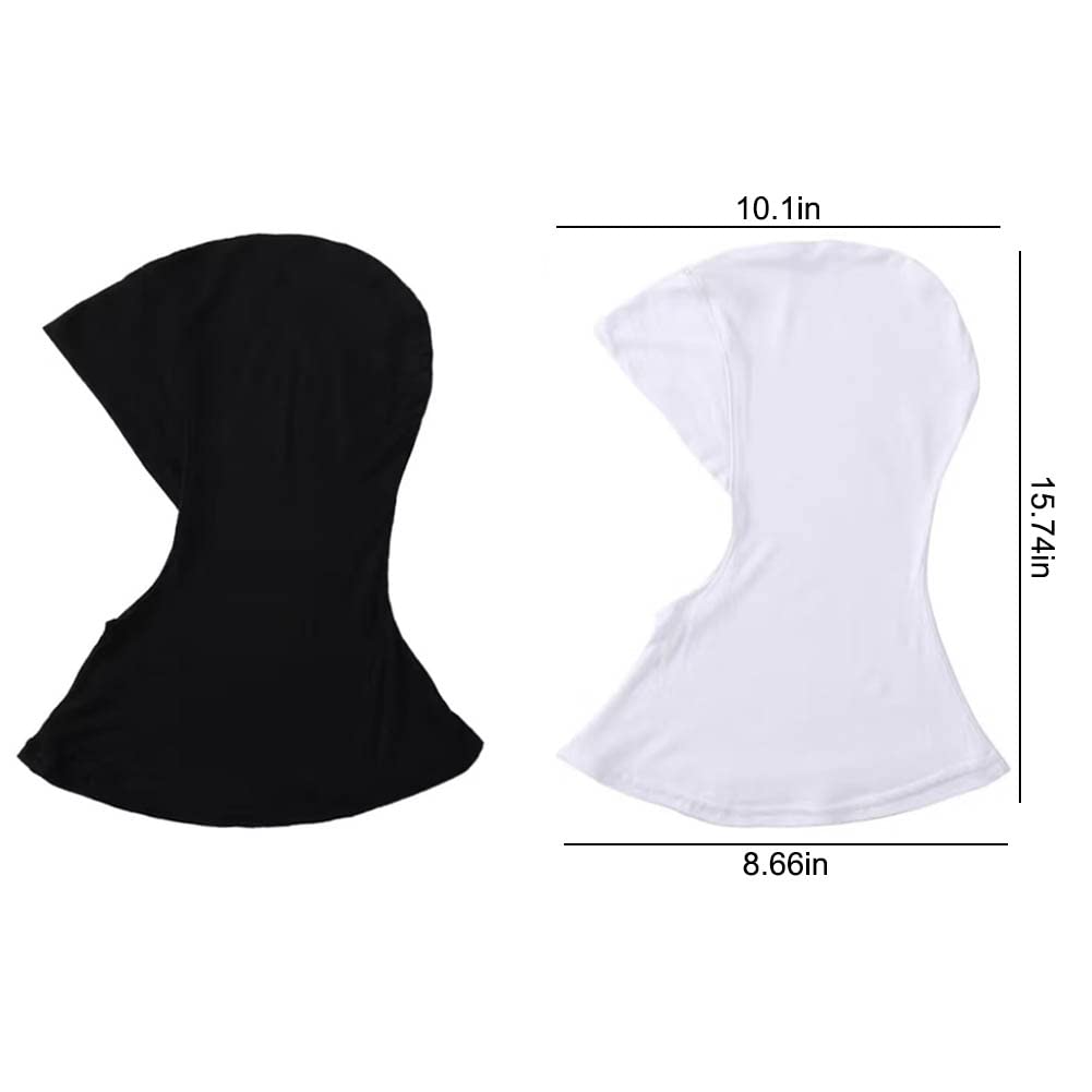 ZUYYON 4 Pcs Muslim Hijab Caps Adjustable Stretchy Modal Turban Full Cover Shawl Cap Full Neck Coverage Head Scarf for Lady(Black White Light Grey Khaki)