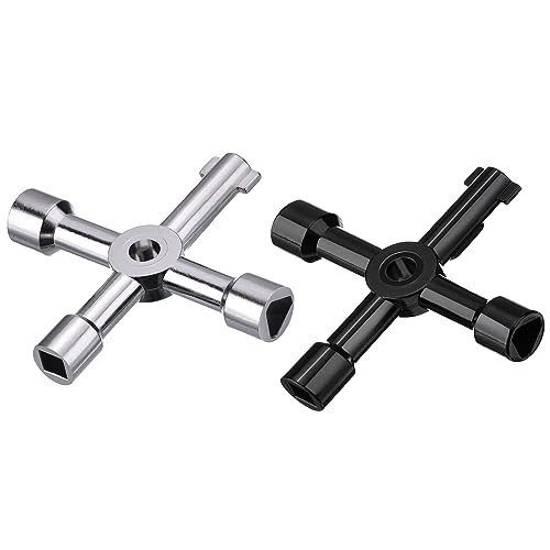 2 Stück 4 Wege Multifunktionsschlüssel, Universeller Schaltschrankschlüssel, Multifunktionale Schaltschrankschlüssel, Zinklegierung, für Elektrische Wasser Gas Meter Box Schrank Öffnen Schlüssel