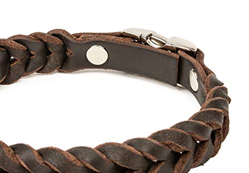 CopcoPet - Fettleder Halsband geflochten mit einem klick-Verschluß aus Metall, in Cognac 50 cm x 20 mm