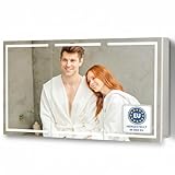 HAPA Design Milano Spiegelschrank Bad 120 cm, LED-Beleuchtung, Steckdose, Unterputz geeignet, EU-Fertigung, einfache Montage, Schwarze Scharniere