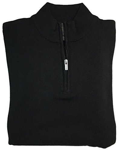 1/4 Zip Solid Sweater (Medium, Black)