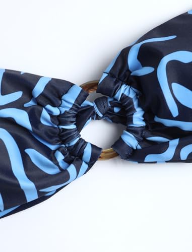 Image of ZAFUL Women's Bandeau Bikini O Ring Strapless Tie Back High Cut Two Piece Swimsuit Bathing Suits