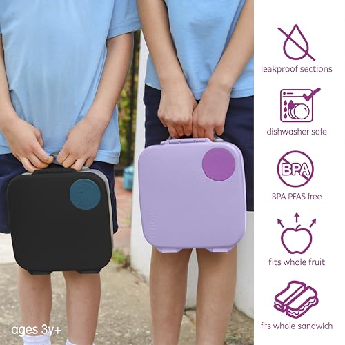 Image of b.box Lunch Box for Big Eaters All Ages - 8.5 Cup Leak Proof Bento Box with 4 Compartments, School Lunch Container with Ice Pack, Dishwasher Safe, BPA-Free, PFAS-Free - Sugar Plum
