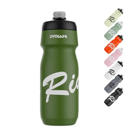 CYCLAMI Fahrrad Trinkflaschen 650ml Leichtes BPA-Frei Auslaufsicher Squeeze Radflasche für Radfahren Fitness Wandern Schwimmen (DGreen)