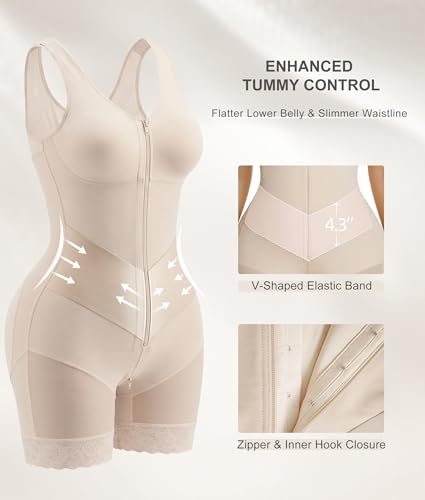Image of SHAPERX V-Shaped Fajas Colombianas Moldeadoras Enhanced Tummy Control Shapewear Postpartum Butt Lifter Full Body Shaper