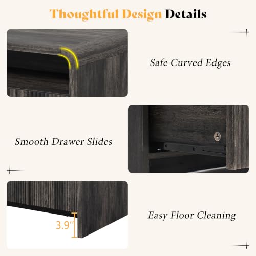 Image of AMERLIFE Fluted Coffee Table with Storage & Rounded Edges