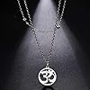 TEAMER OM Necklace Stainless Steel Yoga Meditation Spiritual Harmony Pendant Aum Om Ohm Sanskrit Symbol Necklace Jewelry For Women Girls (OM Double Chain-Silver) #3