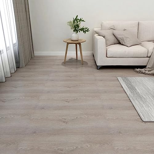 LAPOOH Lamas para Suelo Autoadhesivas 55 Piezas PVC 5,11 m² Gris Taupe, Suelo Autoadhesivo, Tarima Flotante para Suelos, Parquet Laminado para Suelo, Vinilico Click, Piso De Autoadhesivo 324648