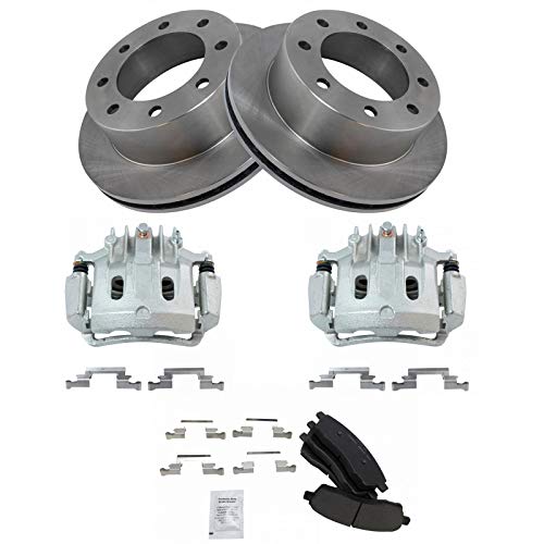 Image of TRQ Rear Brake Pad, Caliper, & Rotor Kit Ceramic Compatible with 2000-2005 Ford Excursion 2000-2004 F-250 Super Duty F-350 Super Duty