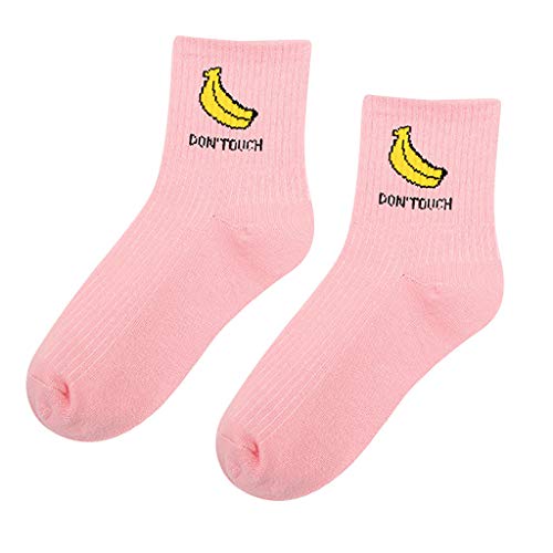 Berryhot Womens Dress Socks, Women Lightweight Cotton Casual Crew Knit Socks Women's Classic Dress Socks Colorful Warm Funny Casual Crew Vintage Style (Pink, Free Size)