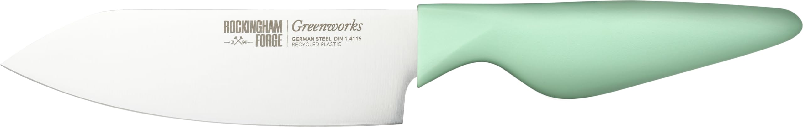 Rockingham Forge Greenworks Small Chef's Knife 15cm Blade, Green Recycled Plastic, German Stainless Steel, Dishwasher Safe