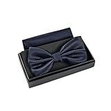 Massi Morino Pajarita azul oscuro con pañuelo de bolsillo para hombre Set - pajarita de traje para boda - lazo ajustable en azul