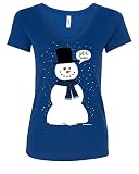 Let It Snow Women's V-Neck T-Shirt Funny Snowman Christmas Xmas Royal Blue Small