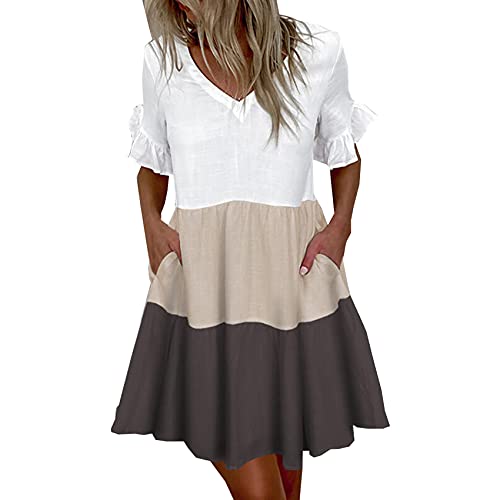 Robe à Encolure en V à Volants DéContractéS pour Femme Robe D'éTé à Manches Courtes à Imprimé Floral pour Femme Robe De Plage à La Mode Cover