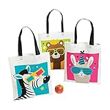 Fun Express - Party Animal Tote Bag for Birthday - Apparel Accessories - Totes - Novelty Totes - Birthday - 12 Pieces