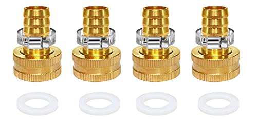 YOUHO Garden Hose Adapter 4PCS 1/2" Drip Irrigation Tubing to Faucet - Reusable Connector Fittings for Most Rain Bird, Orbit, Dig, Toro 1/2 Tubing x 3/4 FGHT Garden Extension Repair Fitting