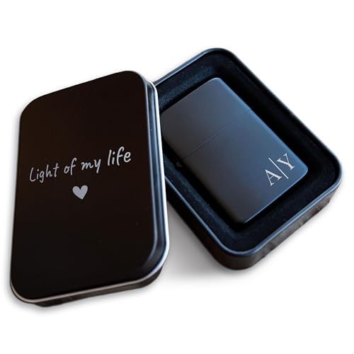 Custom Lighter Personalized Monogram Lighters Engraved Black Lighter with Case Customized Lighters Groomsmen Gifts Gift for Men Windproof Pocket Lighter