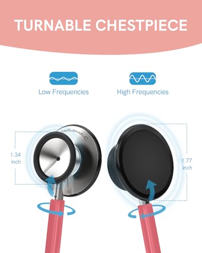 Image of FriCARE Dual Head Stethoscope - Stethoscopes for Nurses, Medical Nursing Students, Paramedics /EMT /LVN /VNA Backup Estetoscopio, Pearl Pink Tube, Stainless Steel Chestpiece