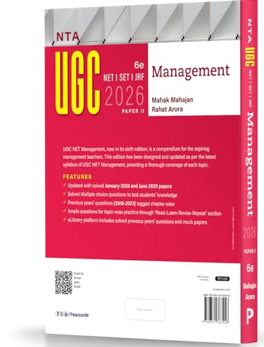 Image of Pearson NTA UGC NET Management Paper 2 2026 6th Edition | For UGC NET /SET /JRF | Fully Solved June 2025 & Jan 2026 Papers, 4400+ MCQs, PYQs 2018-2023 (UGC preparation series 2026)