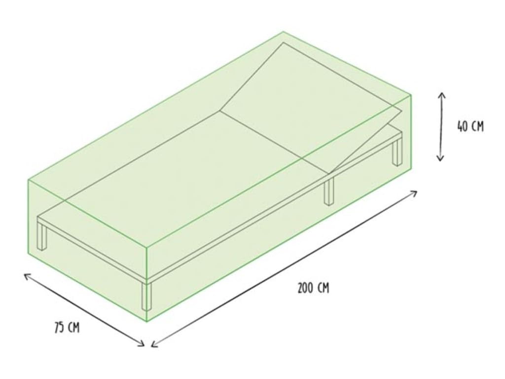 Perel Copertura per lettino prendisole 200 x 75 x 40 cm, resistente all’acqua e ai raggi UV, telo protettivo robusto contro pioggia e sporco, tessuto traspirante, ideale per uso esterno