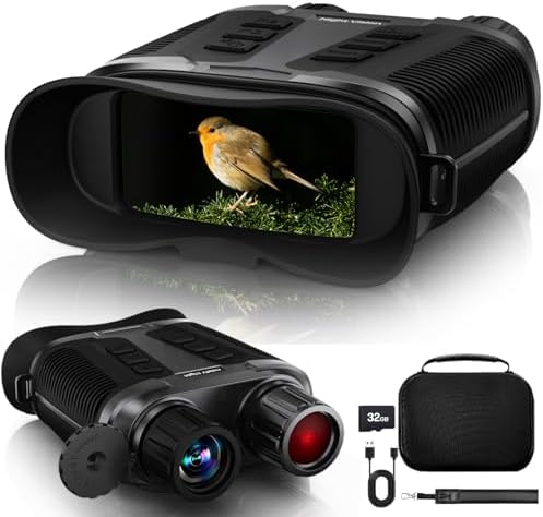 4K Full Color Night Vision Binoculars for Adults, 1000m Long Range Infrared Goggles with 36MP Photos, 8X Zoom, 3.2" Screen, 4000mAh Battery, 32GB Card – for Hunting, Camping, Security