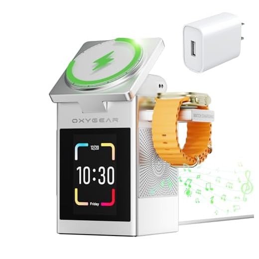 7 in 1 Multifunctional Wireless Charging Station with LCD Touch Screen, Bluetooth 5 . 3 Speaker