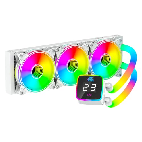 Image of Ant Esports ICE Glow 360 ARGB 360mm ARGB Liquid Cooler /AIO with Display and ARGB Tubes - White | Support Intel & AMD CPU Socket AM5, AM4, AM3, LGA1700, 1200, 2066, 1151 | Evaporation-Proof Tubing