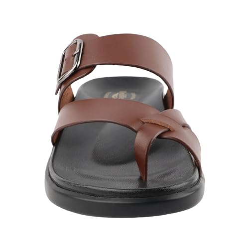 Image of Medifeet Men's Toe-Ring Leather Highway Sandals