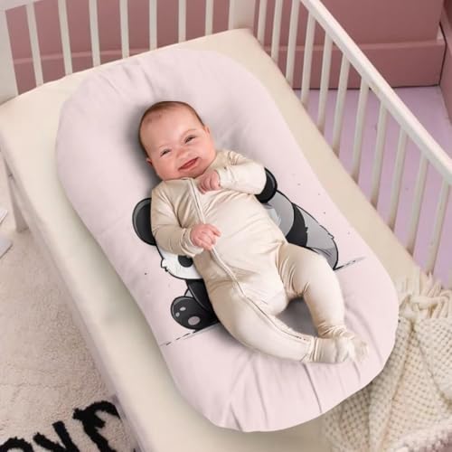 Image of ZOUTAIRONG Cute Panda Bassinet Sheet Stretchy Bassinet Sheets Bassinet Crib Sheets Set Fitted for Baby Boy and Girl Comfort Fitted for Oval Rectangle Hourglass Bassinet Pad Pink