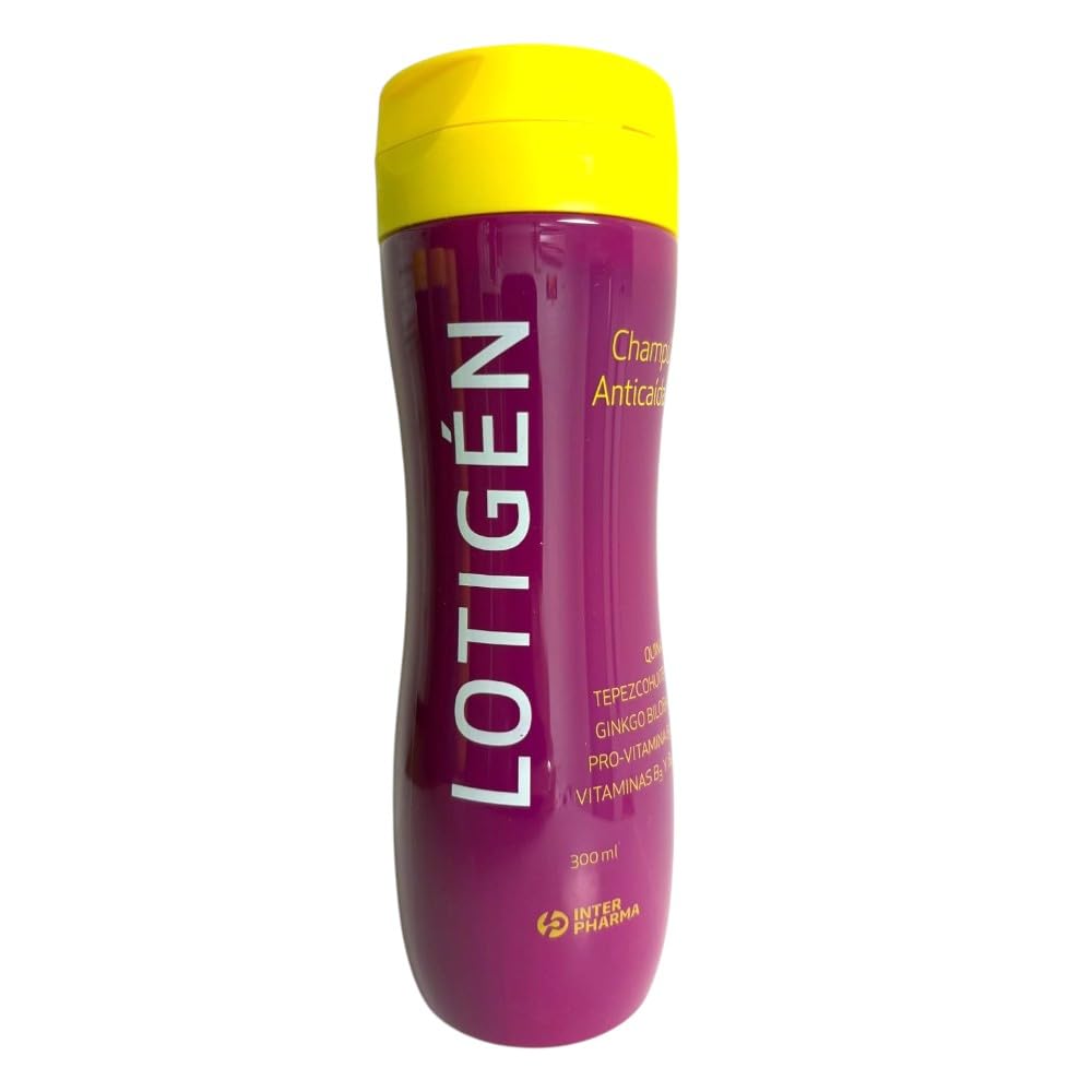 INTERPHARMA SA Lotigén Champú Anticaída 300 ml – Ginkgo Biloba, Quina, Tepezcohuite, Vitaminas, Pantenol – Cuidado de Cabello Fino y Frágil