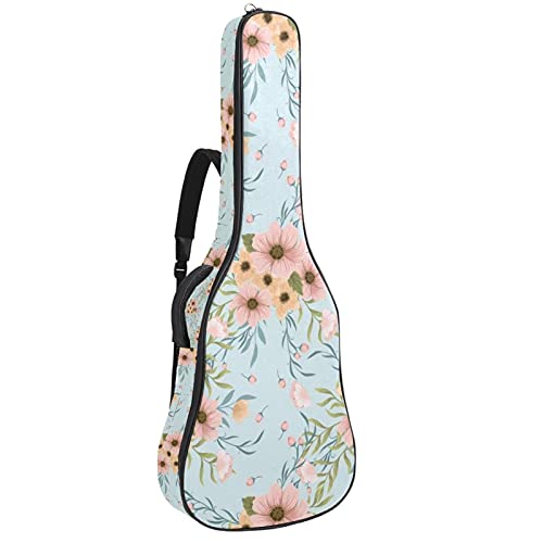 Housse de guitare basse et acoustique imperméable à motif floral avec fermeture éclair