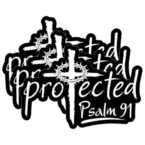 3 Pcs Protected Sticker Cross Christian Psalm Religious Jesus Bible Verse Faith Waterproof Vinyl Decal for Water Bottle Tumbler Hard Hat Helmet Car Laptop Gift 2 Inches