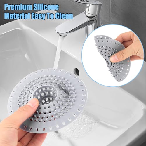 3 STK Abflusssieb Silikon Abflusssieb Dusche Haare, Silikon Haarsieb Dusche mit Saugnapf, Duschsieb Abfluss Haare Haarfänger für Küchenspüle Badewanne Waschbecken Bad Duschabfluss Spülbecken Sieb