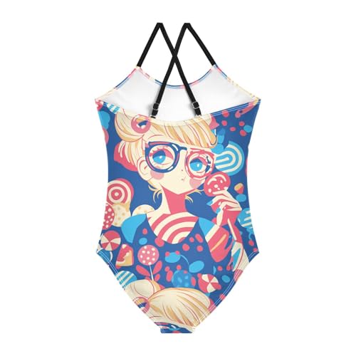 KLL Lollipop Girl Girls' 1-Piece Bathing Suit Summer Swimwear with Adjustable Straps Quick-Dry2
