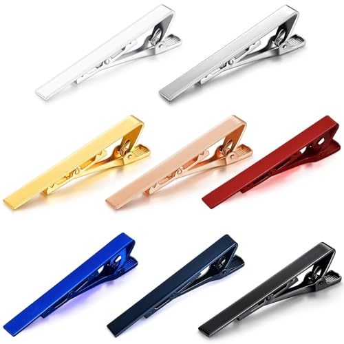 Clips de corbata para hombres set de 8 colores de metal con caja