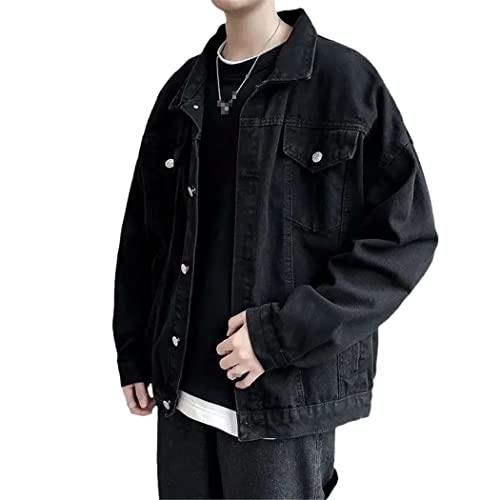 Veste bomber streetwear homme blouson en jean noir coupe-vent avec poches