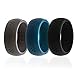 Produktbild Lilware 3 x Silicone Wedding Ring Silikon Ehering. Set von 3 Band für aktive Menschen mit Jumis-Symbol. Größe 10. Grau/Schwarz/Blau
