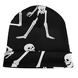 Fashion Beanie Hats with Adjustable Band Oversized Cap Soft Touch Windproof Headwear Skull Hat for Ski Skating Travel, Multipurpose Scarf Hat, Dabbing Skeleton Funny Pattern