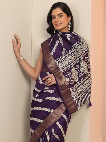 Image of Libas Printed Silk Blend Saree for Women With Unstitched Blouse Piece | Traditional Saree for Festive & Wedding