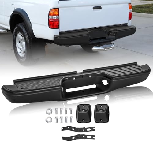 JSBOYAT Anti- Rust One Piece Rear Bumper Assembly Compatible with 1995-2004 Toyota Tacoma Back Bumper Black TO1102214
