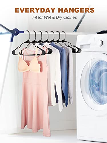 Jersow Black Plastic Hangers 50 Pack, Clothes Hangers Space Saving, Heavy Duty Coat Hangers For Closet, Non Slip Clothing Notched Hangers, Durable Slim Black Hangers For Coat, Shirt, Short, Suits #TOP4