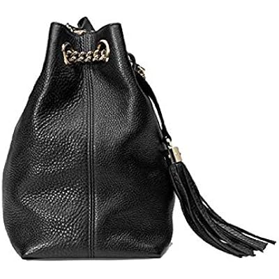 Gucci Soho 536196 Black Leather Tote Bag for Women Authentic Designer Handbag with Interlocking G Logo and Fringe Detail