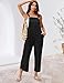 UANEO Womens Cotton Adjustable Casual Summer Bib Overalls Jumpsuits with Pockets (Black, XX-Large)