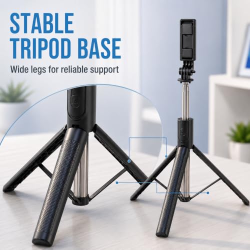 Image of UNBREAKcable Tripod Stand for Mobile Video Shoot & Camera Stand Bluetooth Selfie Stick (Black, Remote Included) R7L