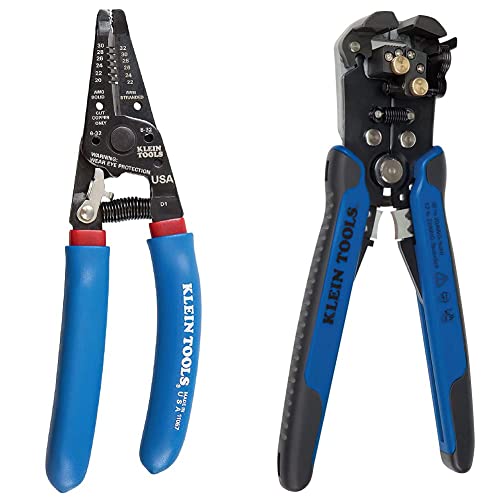 Klein Tools 11057 Wire Cutter / Wire Stripper, Heavy Duty Wire Cutter Stripper & Klein Tools 11061 Wire Stripper / Wire Cutter for Solid and Stranded AWG Wire, Heavy Duty Kleins are Self Adjusting