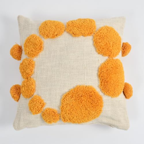 Image of Furnistitchs Premium Decorative Throw Cushion Pillow Cover Boho Home Decor - Living Room Bedroom Couch Sofa Cushion Covers 16 inch x 16 inch (2, Yellow Circles)