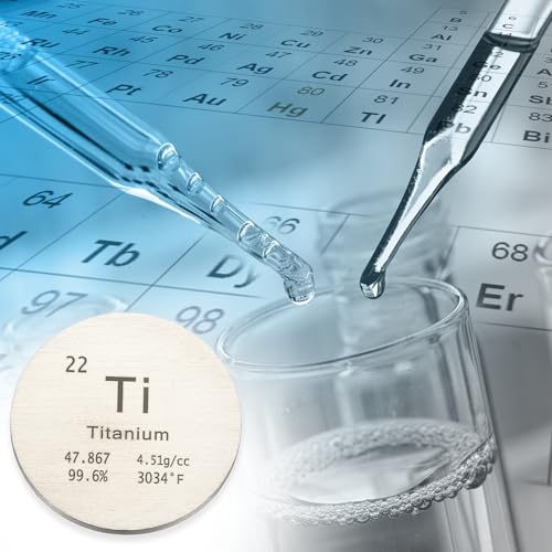 PATIKIL 2 Stück Titanium Scheiben 1.2 Zoll Ti Dichte Kreisscheiben Platten Hochdichte Element Würfel Einzigartiges Metall Periodensystem Für Sammlungen Labor Experiment Chemielehrer
